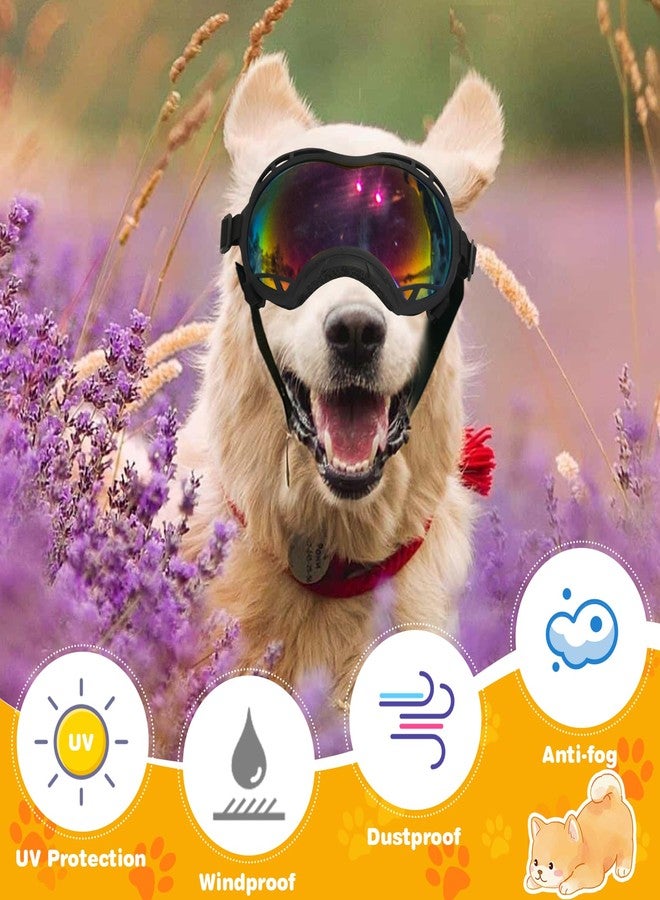Micnaron Dog Goggles for Large Dogs, UV Protection Dog Sunglasses, Adjustable Strap, Windproof、Dustproof、Anti-Fog Eye Protection Sunglasses for Large and Medium Dogs (Black Frame) - Image 2