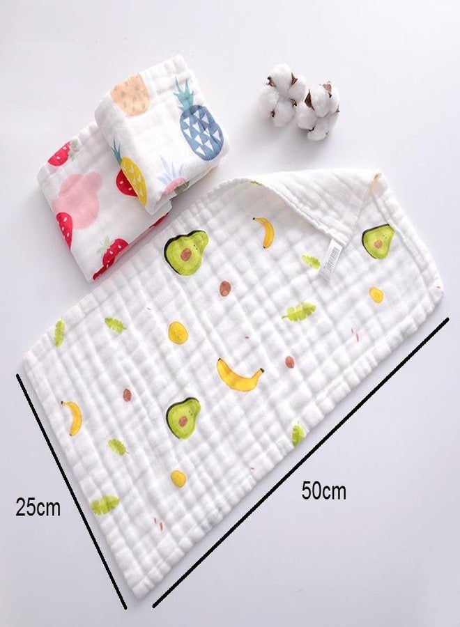 ZURATO Baby Muslin Cotton Baby Washcloths Extra Soft Reusable Hankies & Napkins for Infants & Baby Care Face Towels Muslin Cotton Face Towels for New Born (2, White Printed - 50x25 CM) - Image 3