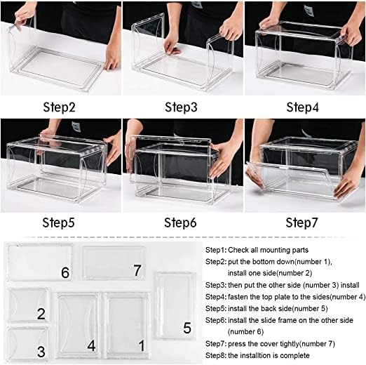 Calyrex 1 Packs Shoe Organizer Storage BoxesClear Plastic Stackable Sneaker Containers with Lids Space Saving Shoe Storage Containers for Entryway Closet Floor Drop Front - Image 3