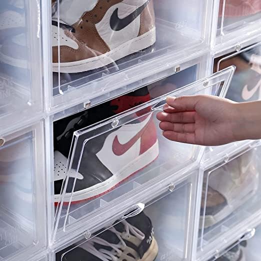 Calyrex 1 Packs Shoe Organizer Storage BoxesClear Plastic Stackable Sneaker Containers with Lids Space Saving Shoe Storage Containers for Entryway Closet Floor Drop Front - Image 4