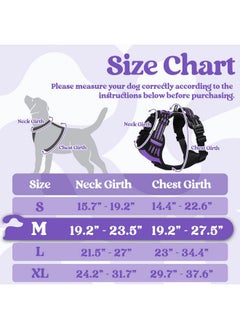 Rabbitgoo rabbitgoo Dog Harness Medium Sized, No Pull Pet Harness with 3 Buckles, Adjustable Soft Padded Pooch Vest with Instant Control Handle, Easy Walking Reflective Pet Vest for Medium Dogs, Purple, M  - Image 2