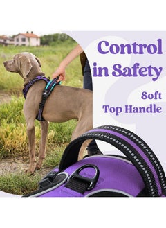 Rabbitgoo rabbitgoo Dog Harness Medium Sized, No Pull Pet Harness with 3 Buckles, Adjustable Soft Padded Pooch Vest with Instant Control Handle, Easy Walking Reflective Pet Vest for Medium Dogs, Purple, M  - Image 5