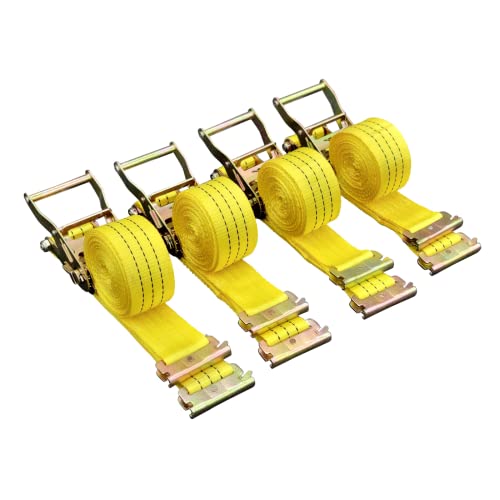 Cargo Control E-Track Ratchet Tie Down Straps, 2 in x 15 ft, 4,400 lb Breaking Strength, 4-Pack - Image 1