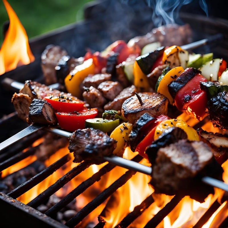 Chefman BBQ Skewers with Wooden Handles for All Types of Grilling | Heavy Duty, Reusable Barbecue Skewers for Outdoor Grilling, Roasting, and Tandoor | Ideal for Meat, Vegetables, Kabobs. (12) - Image 3