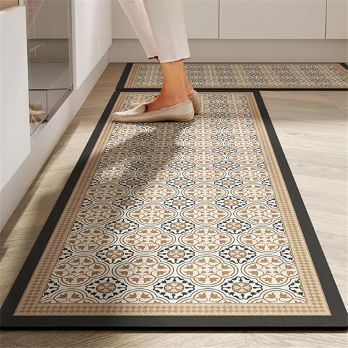 Yagzon Anti Fatigue Kitchen Rug Sets 2 Piece Non Slip Mats for Floor Cushioned Rugs & Mats Waterproof Comfort Standing Mat Runner for Kitchen,Home Office,Sink,Laundry - Image 1