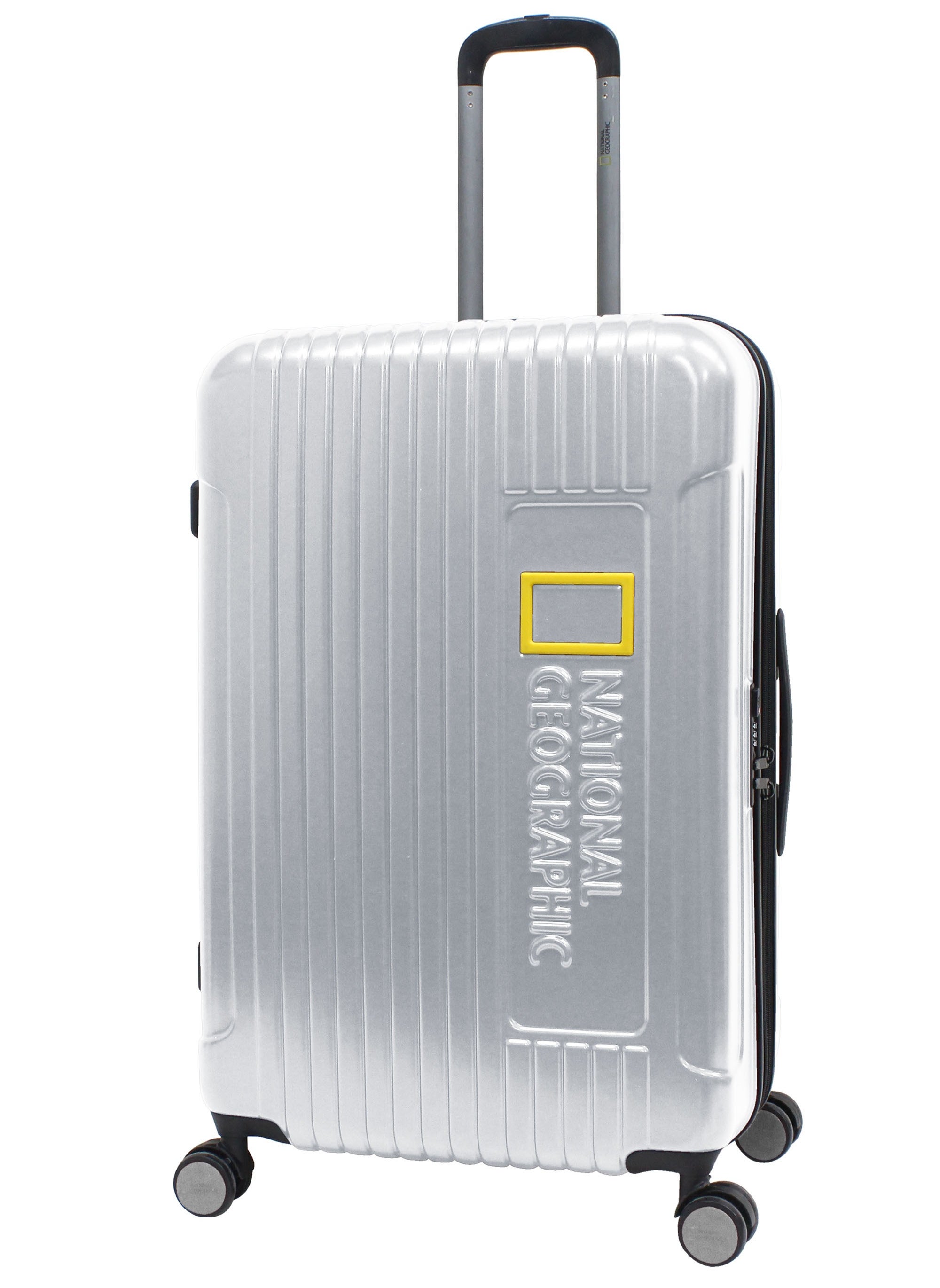 NATIONAL GEOGRAPHIC National Geographic Canyon ABS/PC Hardshell Large Check-In Suitcase Silver, Durable Lightweight Expandable Anti-theft Zipper TSA Lock Travel Luggage, 4 Double Wheel Trolley Bag (71 cm/28 Inch). 