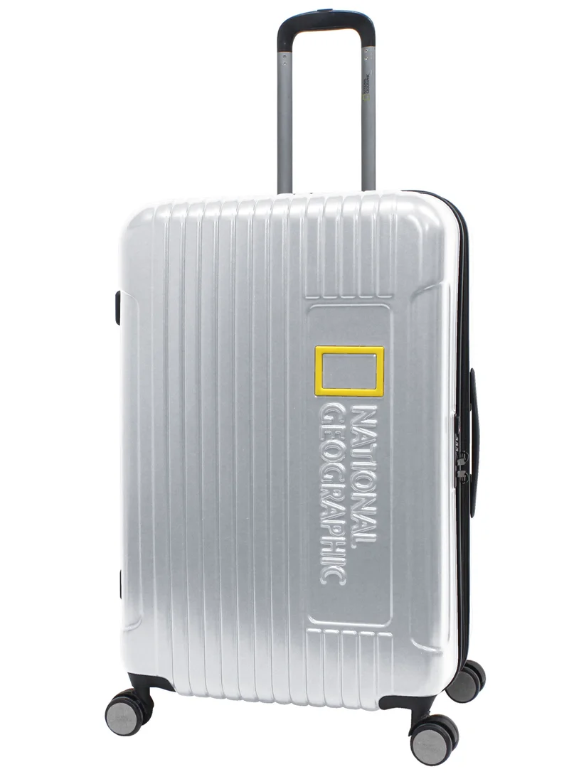 ناشيونال چيوغرافيك National Geographic Canyon ABS/PC Hardshell Large Check-In Suitcase Silver, Durable Lightweight Expandable Anti-theft Zipper TSA Lock Travel Luggage, 4 Double Wheel Trolley Bag (71 cm/28 Inch).