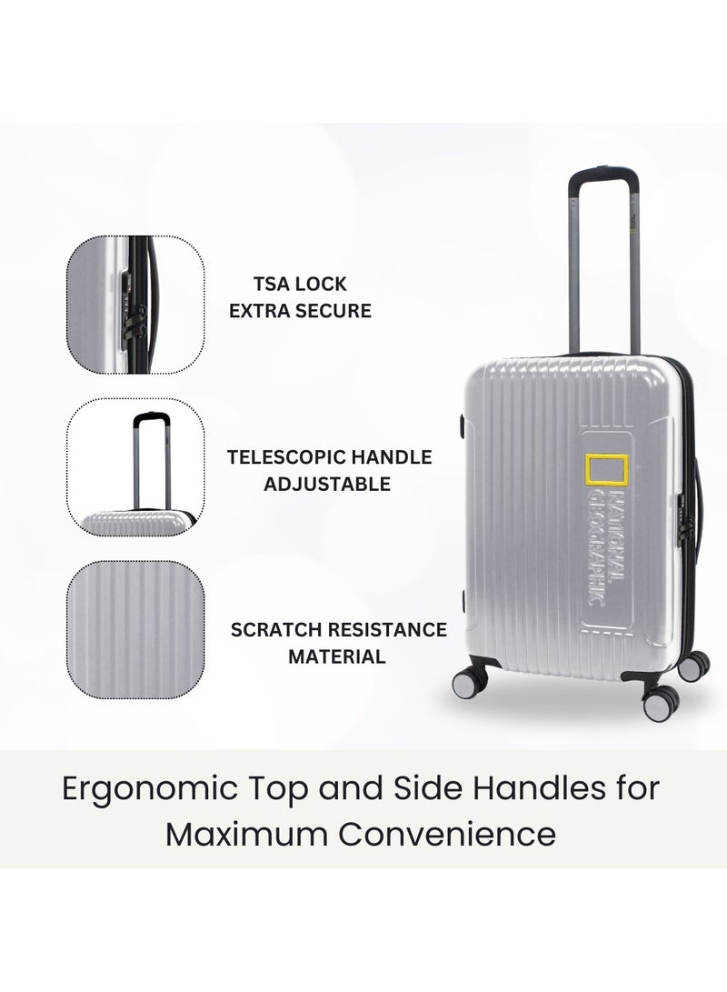 ناشيونال چيوغرافيك حقيبة سفر ناشيونال جيوغرافيك كانيون كبيرة بعجلات مزدوجة، فضي - Image 4