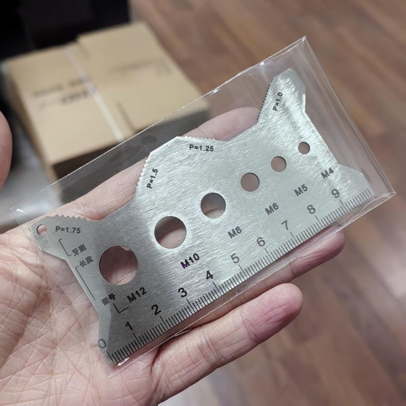 مقياس متعدد الوظائف لخطوة الخيط، فرجار بمقياس مزدوج محفور، أداة قياس من الفولاذ المقاوم للصدأ - Image 3