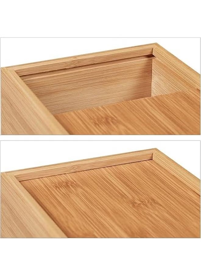 KITCHENOO - Bamboo Tissue Box 23 x 9 x 10 cm with Removable Bottom Natural Wooden Tissue Holder for Standard Tissue Paper and Wipes Boxes, Rectangular Tissue Dispenser, Natural - Image 1