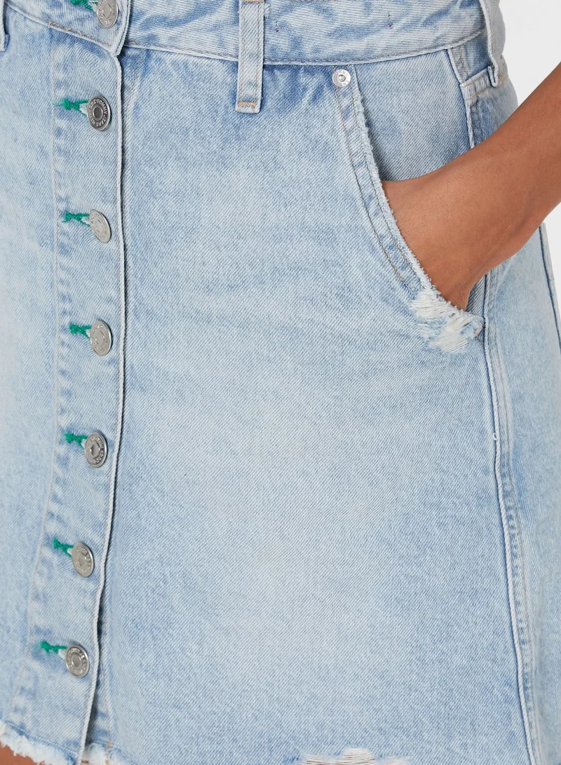 TOMMY JEANS Button Through Denim Skirt