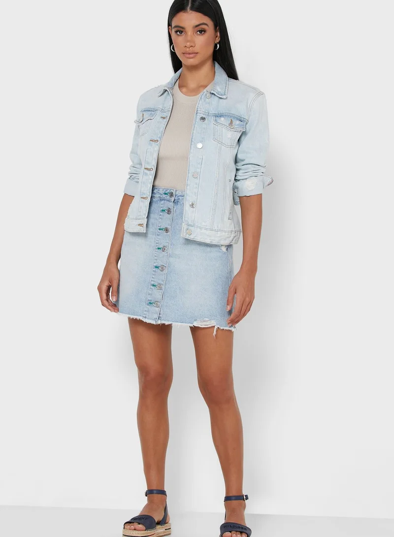 TOMMY JEANS Button Through Denim Skirt