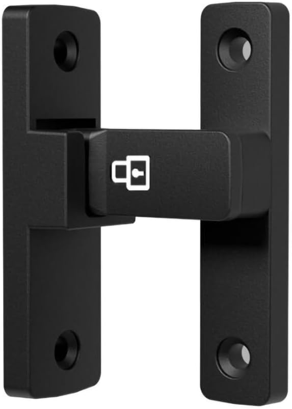 90 Degree Barn Door Lock LISHAN Latch Luminescent Upgrade Your Safety Easy Installation Keyless Entry Zinc Alloy Matte Black Ideal for Sliding Doors Bathroom Kitchen Cabinet Pet Safety - Image 1