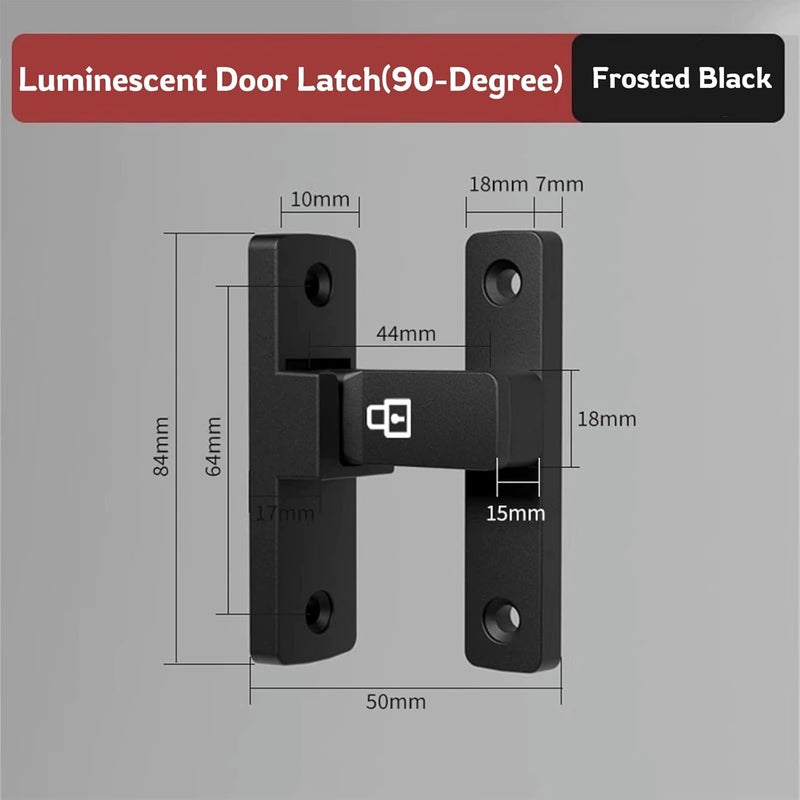 90 Degree Barn Door Lock LISHAN Latch Luminescent Upgrade Your Safety Easy Installation Keyless Entry Zinc Alloy Matte Black Ideal for Sliding Doors Bathroom Kitchen Cabinet Pet Safety - Image 2