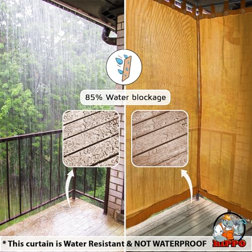 HIPPO Outdoor Balcony Sun, UV & Dust Protection Curtain HDPE Light Filtering 150 GSM Tab-Top Loop with Decorative Button Curtains for Home, Garden, Varanda, Hotel (Yellow, 3FTX4.5FT, 2 PC) - Image 3