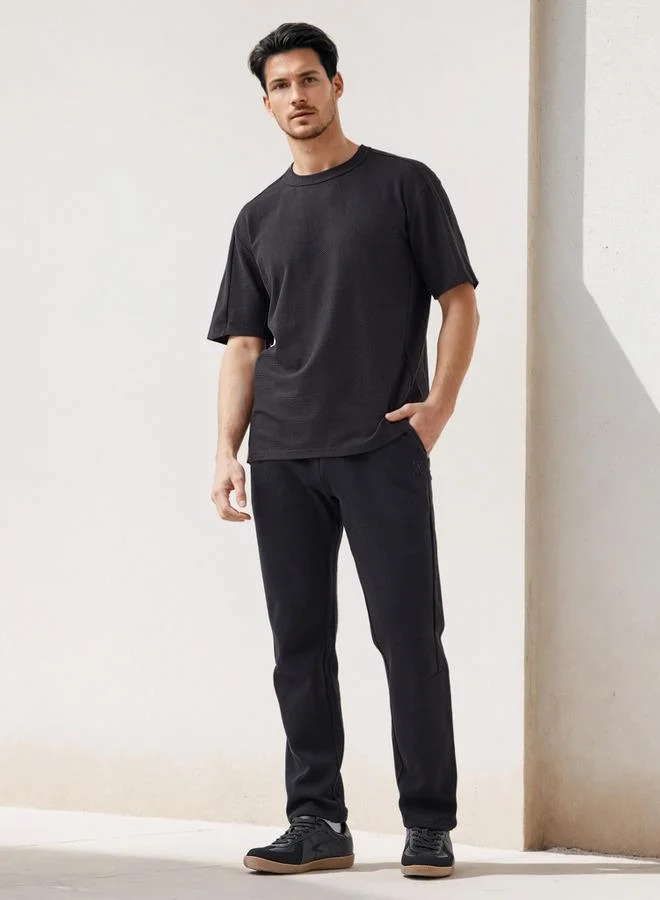 ADOT by Splash Jacquard Textured Crew Neck T-shirt