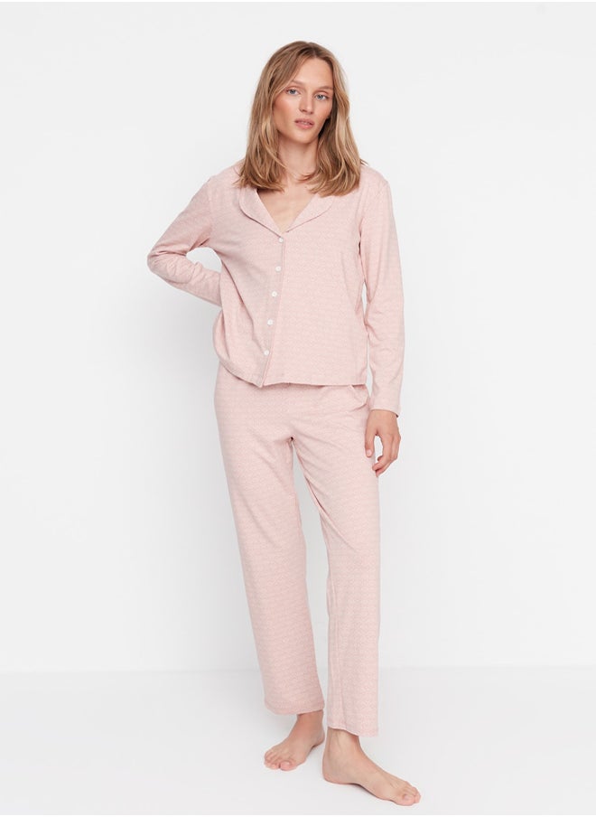 trendyol 100% Cotton Printed Knitted Pajama Set THMAW20PT0265  - Image 1