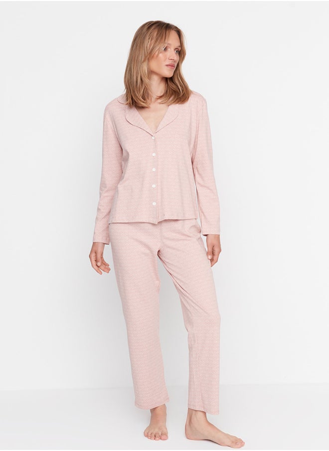 trendyol 100% Cotton Printed Knitted Pajama Set THMAW20PT0265  - Image 4