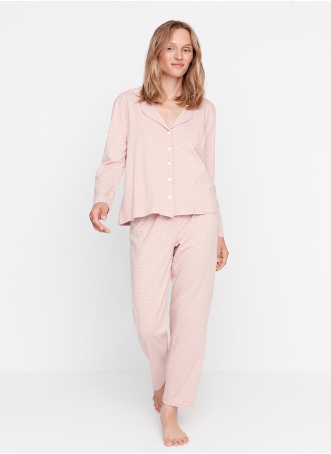 trendyol 100% Cotton Printed Knitted Pajama Set THMAW20PT0265  - Image 2