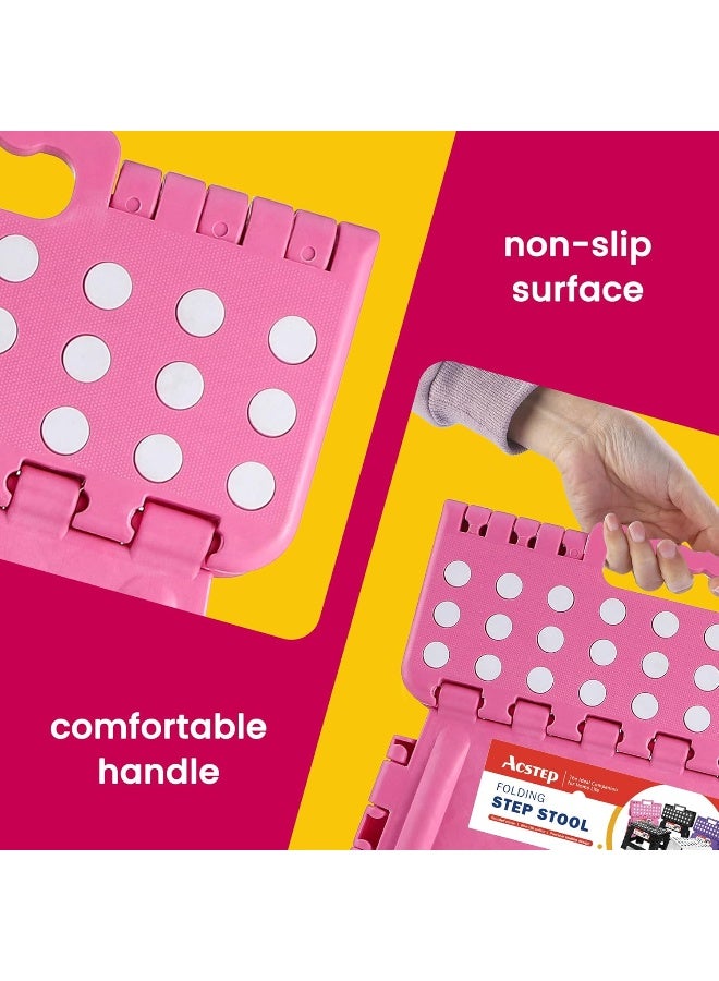 Acko كرسي خطوة قابل للطي غير قابل للانزلاق بحجم 11 بوصة للأطفال والبالغين مع مقبض، يتحمل حتى 250 رطل (وردي) - Image 5
