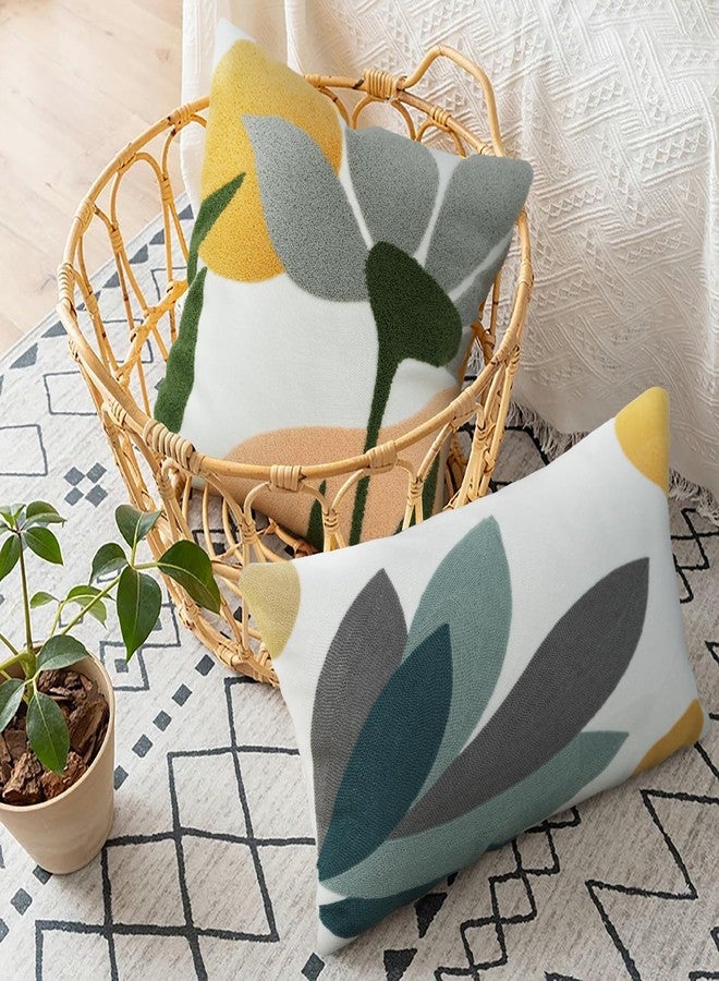Merrycolor أغطية وسائد لومبار ميري كولور بوهو 12x20 مطرزة بتصميم تجريدي من منتصف القرن الحديث وسائد زخرفية جمالية بوهو للكنبة السرير الأريكة غرفة المعيشة 1PC, نبات - Image 2