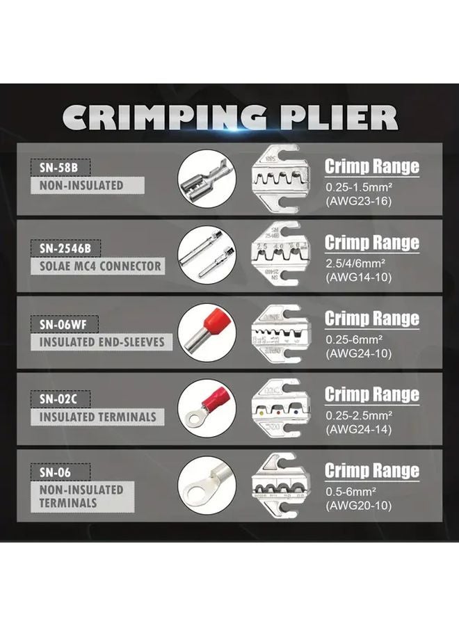 SN 58B Wire Crimping Plier Set 4 Jaws Kit For 2 8 4 8 6 3 VH3 96 Terminals - Image 3