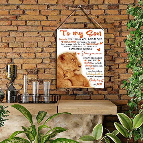 YCYD To My Son Wooden Hanging Sign from Mom - Family Wall Decor for Bedroom & Living Room - Birthday & Holiday Gifts - 8 x 10 Inches - Image 2