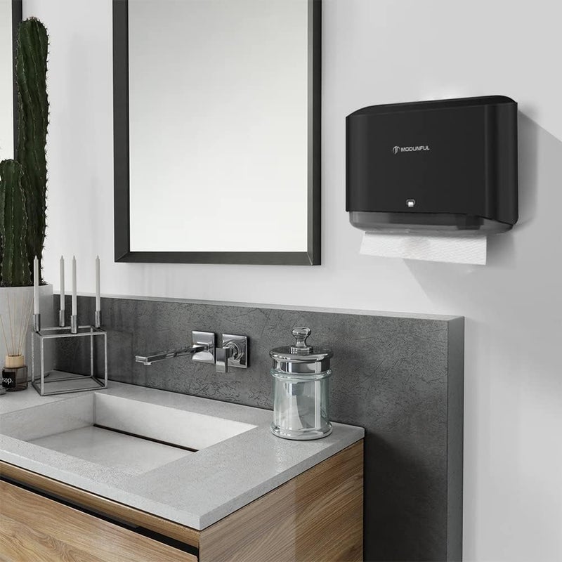 modunful 𝐏𝐚𝐩𝐞𝐫 𝐓𝐨𝐰𝐞𝐥 𝐃𝐢𝐬𝐩𝐞𝐧𝐬𝐞𝐫, Multifold/Trifold/C Fold Papers Dispenser, Bathroom Hand Towels Wall Mounted Tissue Holder, No-Drill Adhesive Commercial or Home Black - Image 4