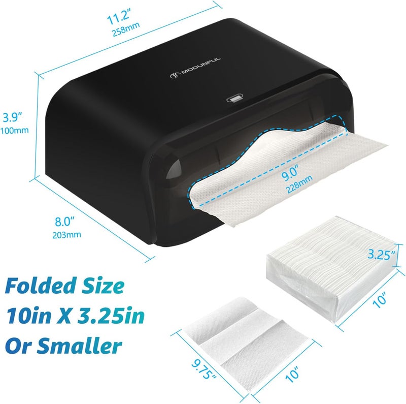 modunful 𝐏𝐚𝐩𝐞𝐫 𝐓𝐨𝐰𝐞𝐥 𝐃𝐢𝐬𝐩𝐞𝐧𝐬𝐞𝐫, Multifold/Trifold/C Fold Papers Dispenser, Bathroom Hand Towels Wall Mounted Tissue Holder, No-Drill Adhesive Commercial or Home Black - Image 3