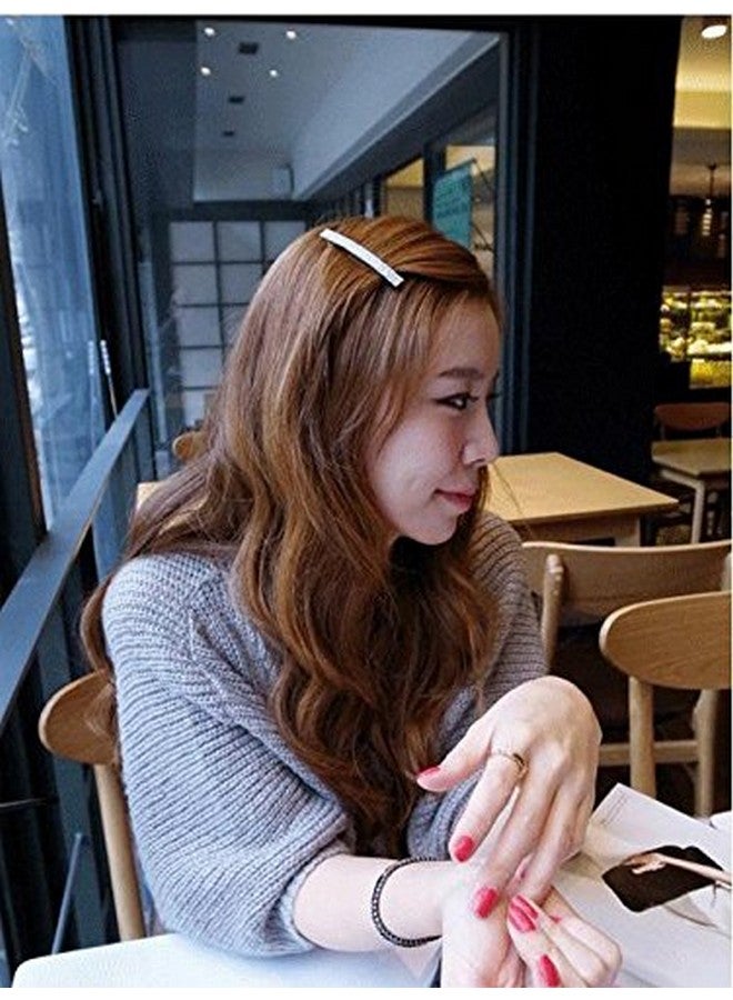 KINFENE Goldsilver Tone French Barrette Hair Clips 2.76 Inch Rhinestone Crystal Hair Pins Bow Prong Girl Hair Barrette Bows2 Pack (Silver) - Image 5