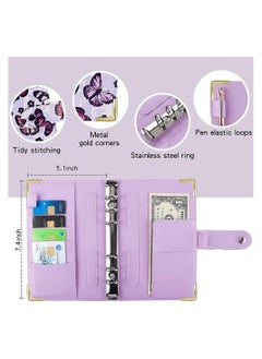 Y&D Budget Binder, A6 PU Leather Planner Notebook, Cash Envelopes for Budgeting, with 12 Zipper Pockets,12 Small Floral Cards,4 Flower-Shaped English Stickers, 24 1 Pen  - Image 5