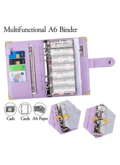Y&D Budget Binder, A6 PU Leather Planner Notebook, Cash Envelopes for Budgeting, with 12 Zipper Pockets,12 Small Floral Cards,4 Flower-Shaped English Stickers, 24 1 Pen  - Image 2