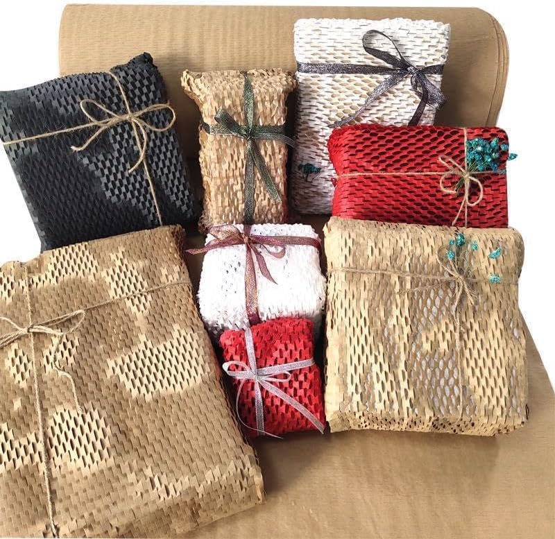 Red Dot Gift Honeycomb Wrap Paper Roll - 25CM x 20M, Black, Eco-Friendly Kraft Packaging - Image 4