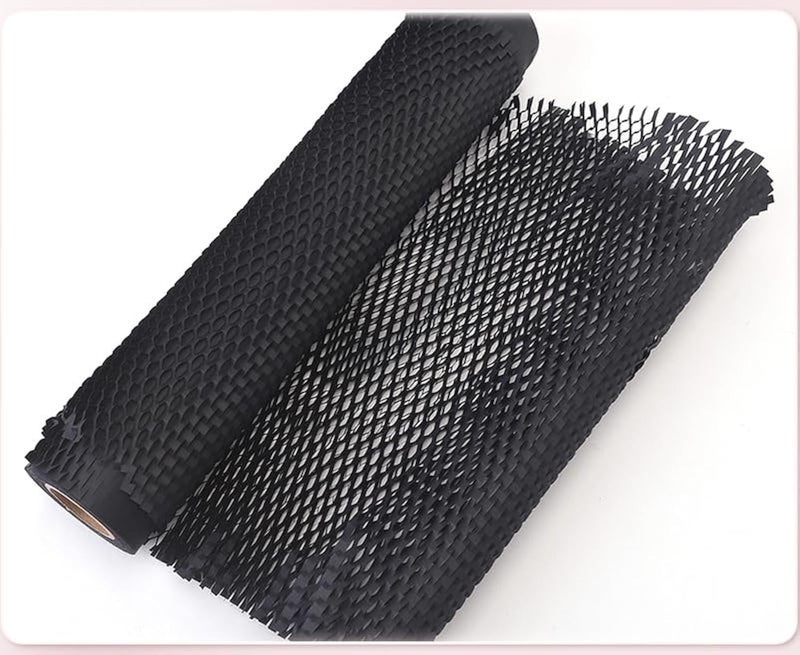 Red Dot Gift Honeycomb Wrap Paper Roll - 25CM x 20M, Black, Eco-Friendly Kraft Packaging - Image 1