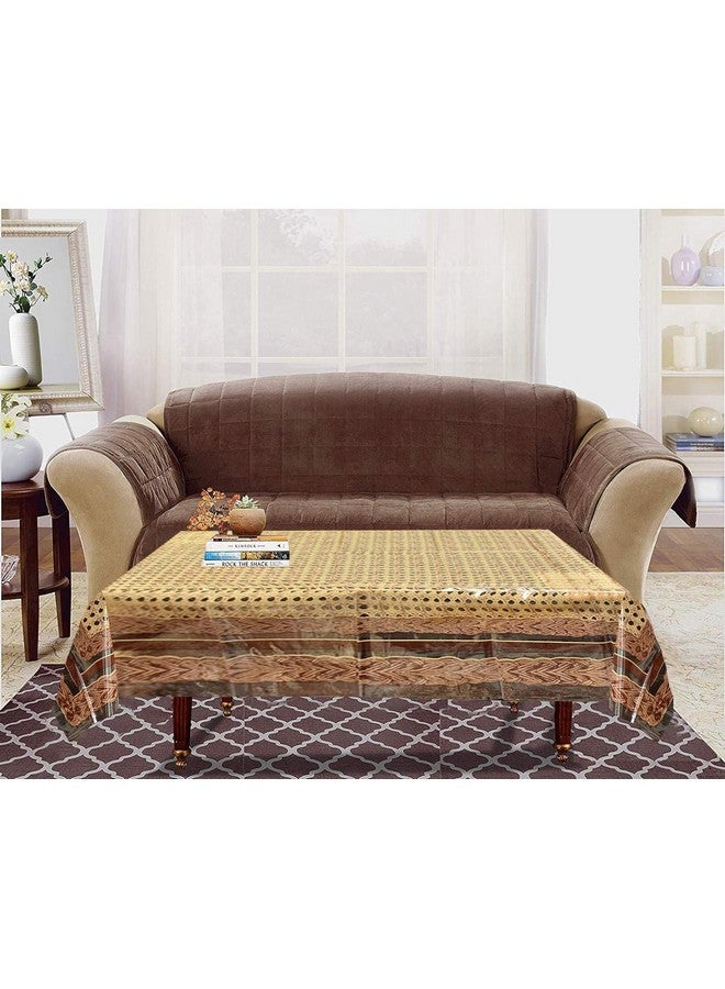 Kuber Industries PVC Flower Design 4 Seater Square Center Table Cover (Brown) Pack of 1 - Image 2