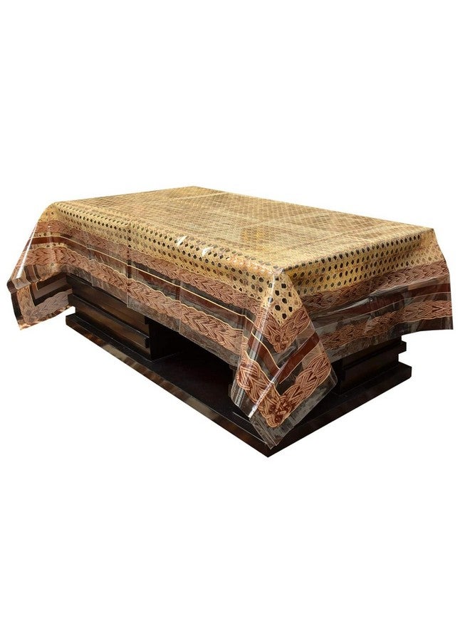 Kuber Industries PVC Flower Design 4 Seater Square Center Table Cover (Brown) Pack of 1 - Image 4