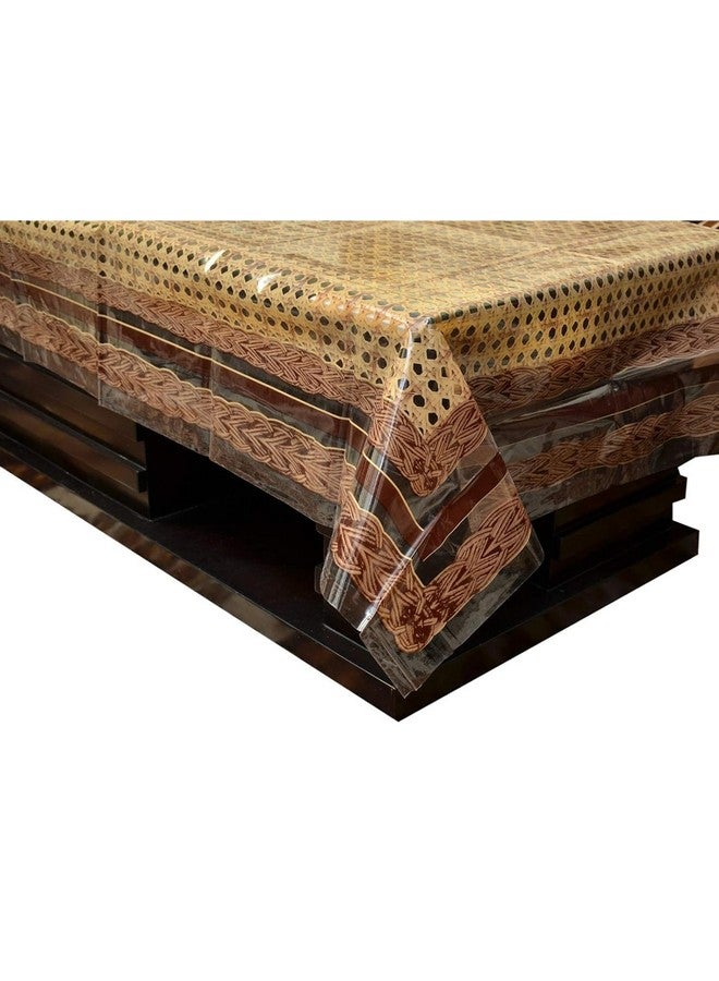 Kuber Industries PVC Flower Design 4 Seater Square Center Table Cover (Brown) Pack of 1 - Image 1