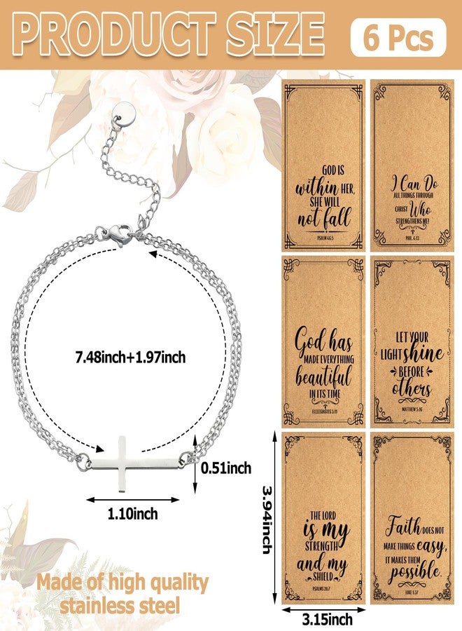 Siifert 6 Sets Christian Gifts for Women Valentines Day Gifts for Her Adjustable Religious Cross Bracelet Jewelry for Women Faith Chain Religious Inspirational Jewelry - Image 2