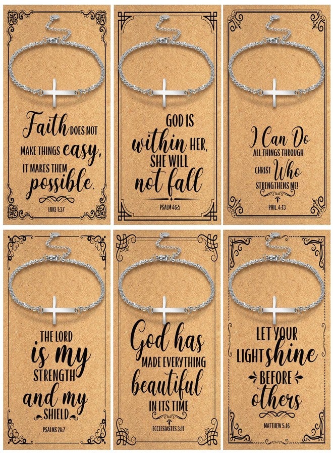 Siifert 6 Sets Christian Gifts for Women Valentines Day Gifts for Her Adjustable Religious Cross Bracelet Jewelry for Women Faith Chain Religious Inspirational Jewelry - Image 1