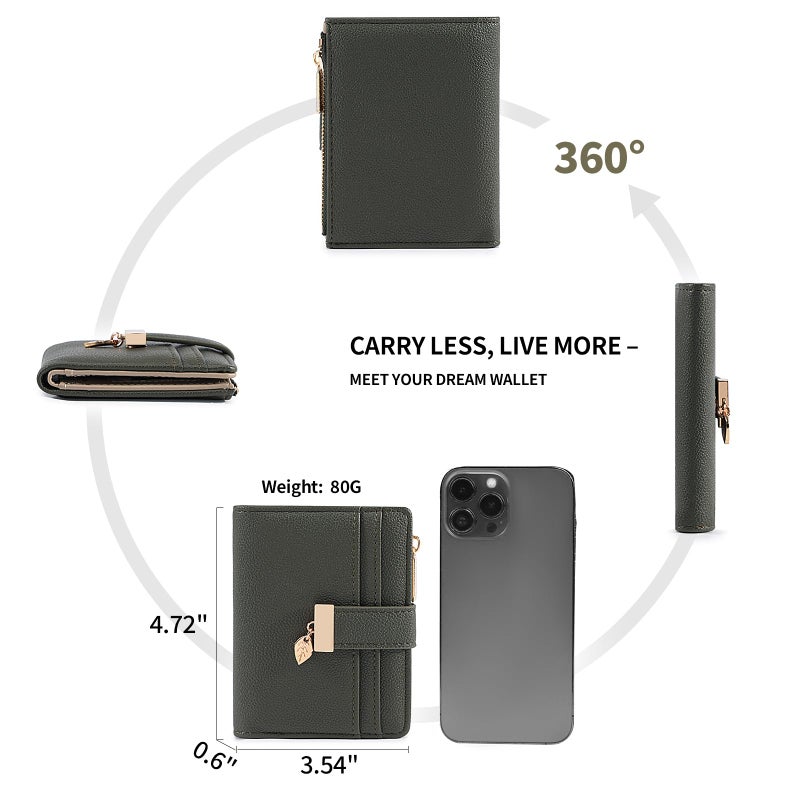 Pomelo Best Small Wallet Women Bifold Soft Leather Card Holder with ID Window Zipper Coin Pocket Wallets for Women Black - Image 2