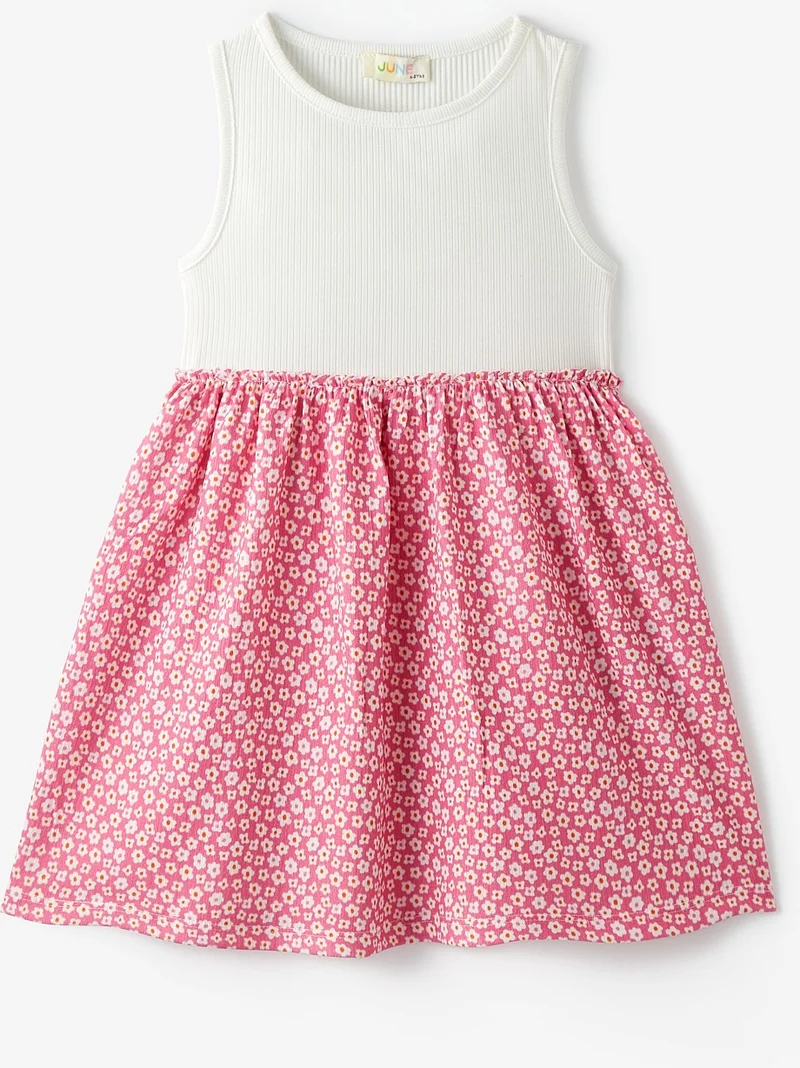 جون Girl's Strappy Patterned Dress