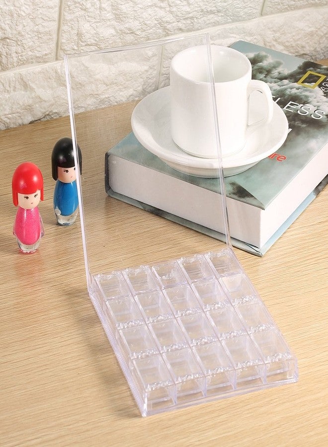 Rotekt 20 Grids Bead Storage Box Organizer, Transparent Acrylic Nail Art Decorations Container Rhinestone Beads Case for Crafts with Dividers, Clear Plastic DIY Art Crafts Nail - Image 1