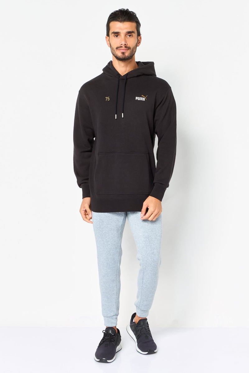 PUMA هودي رياضي للرجال بأكمام طويلة مناسب للخارج، أسود - Image 4