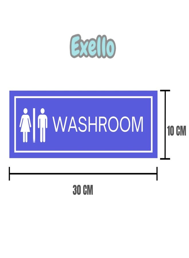 Exello Washroom Sign Foam Board Plate - 30CM X10 CM, Display for Hospital, School, Colleges, Office, Hotel, Airport, Cafe, Restroom (Sky blue) - Image 3
