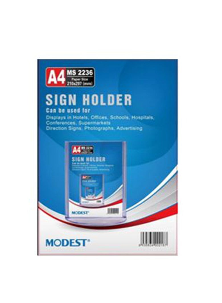 MODEST A4 Portrait Sign Holder, 210x297mm, Clear - Image 2