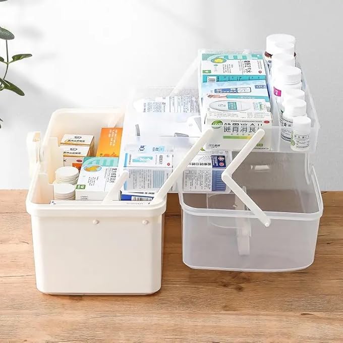 Large Plastic Medical Box Family Emergency Medical Travel Kit Child Proof Medicine Organizer Pill Case With Compartments And Handle MedicineJewelry Storage Organizer - Image 2
