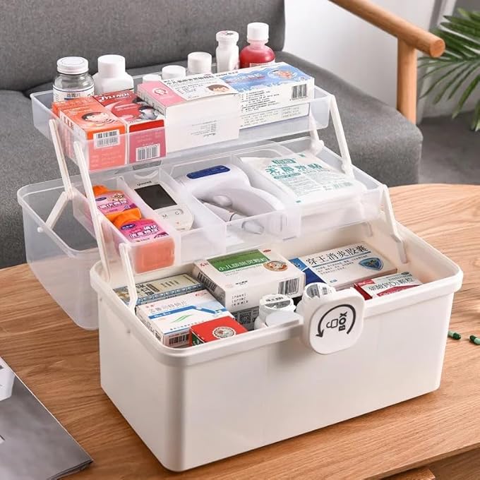 Large Plastic Medical Box Family Emergency Medical Travel Kit Child Proof Medicine Organizer Pill Case With Compartments And Handle MedicineJewelry Storage Organizer - Image 1