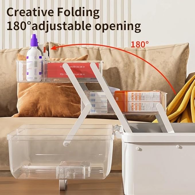 Large Plastic Medical Box Family Emergency Medical Travel Kit Child Proof Medicine Organizer Pill Case With Compartments And Handle MedicineJewelry Storage Organizer - Image 4