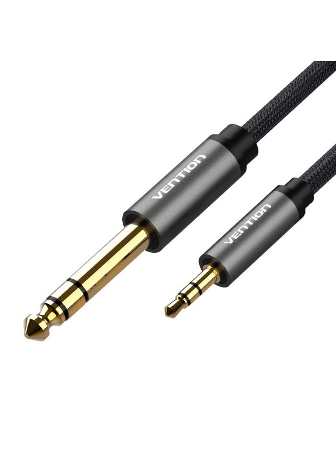 VENTION Nylon Braided 3.5mm Male to 6.5mm Male Audio Cable 1M Gray Model # BAIHF - Image 1
