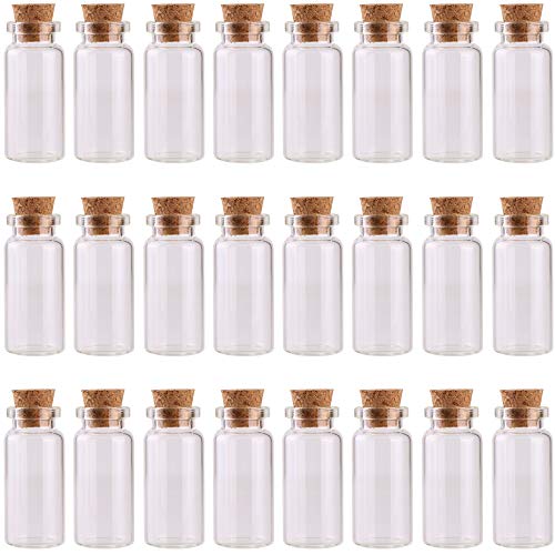 MaxMau 24PCS 10ml Glass Bottles Mini Vials with Cork Stoppers for DIY Decoration and Wedding Party Favors - Image 1